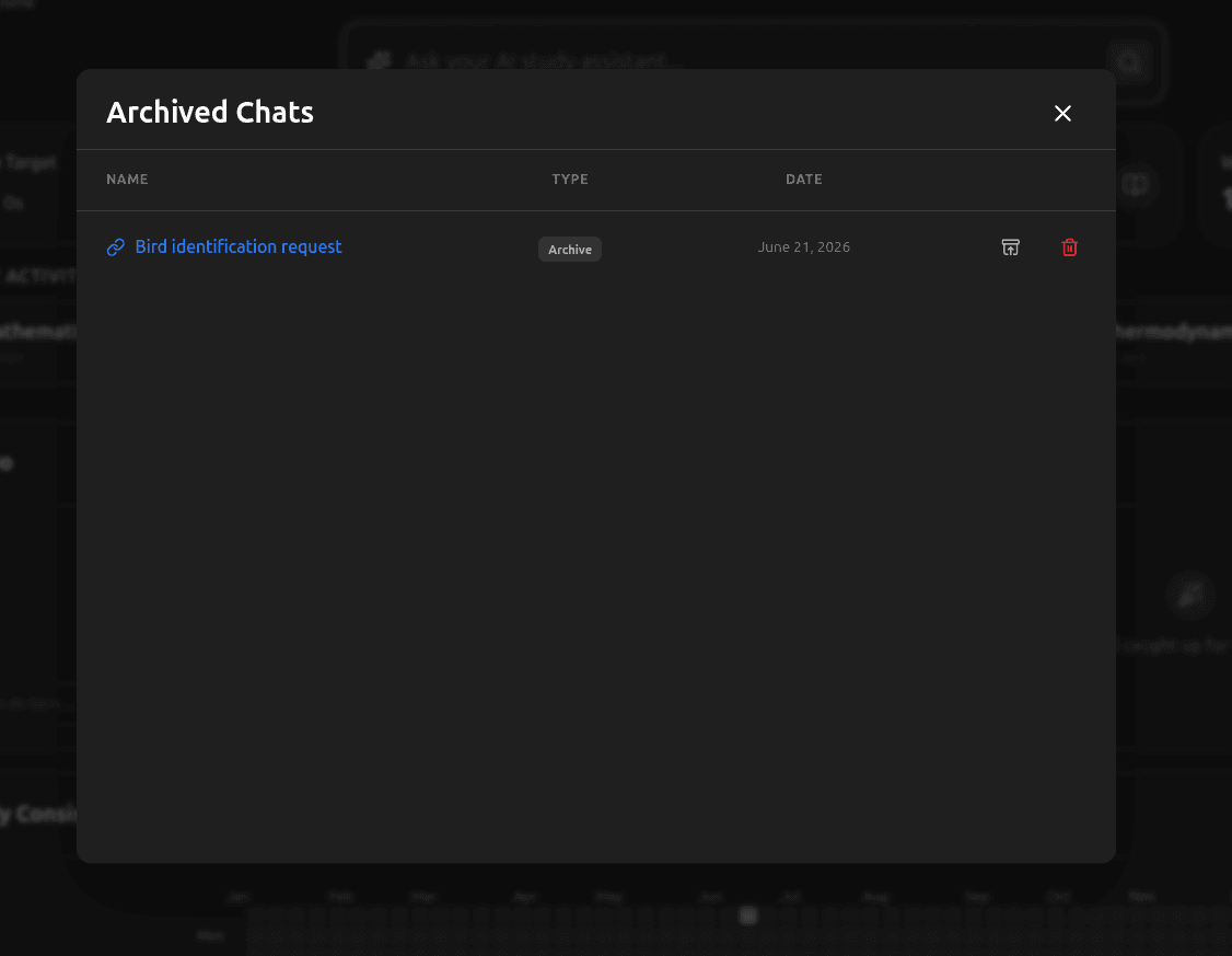 Archive Workspace Dialogs
